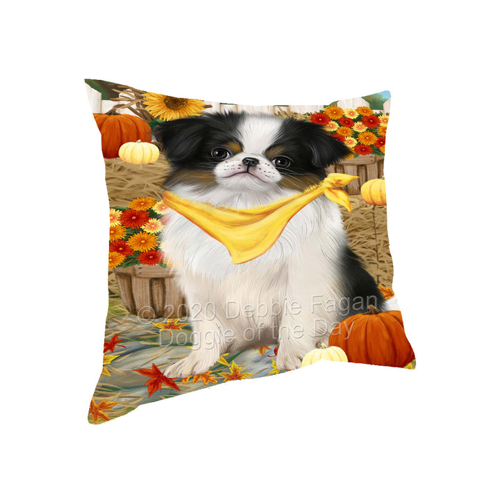 Fall Pumpkin Autumn Greeting Japanese Chin Dog Pillow with Top Quality High-Resolution Images - Ultra Soft Pet Pillows for Sleeping - Reversible & Comfort - Ideal Gift for Dog Lover - Cushion for Sofa Couch Bed - 100% Polyester, PILA93088