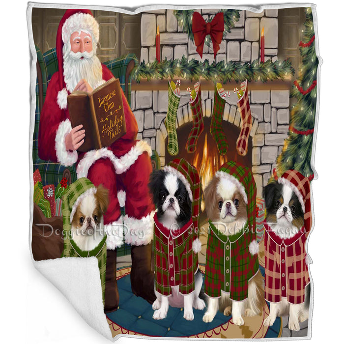 Christmas Cozy Holiday Tails Japanese Chin Dogs Blanket BLNKT142848