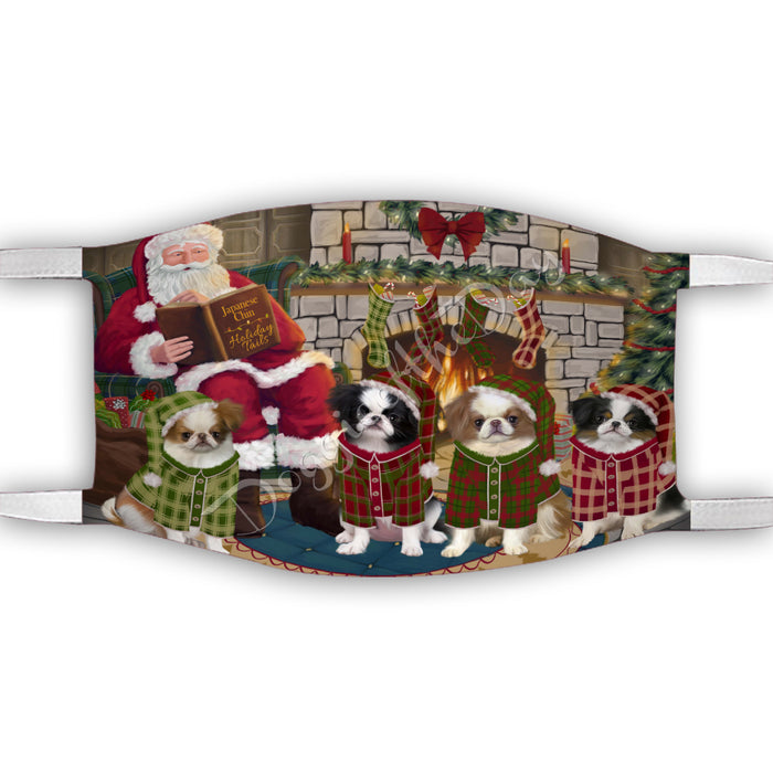 Christmas Cozy Holiday Fire Tails Japanese Chin Dogs Face Mask FM48644