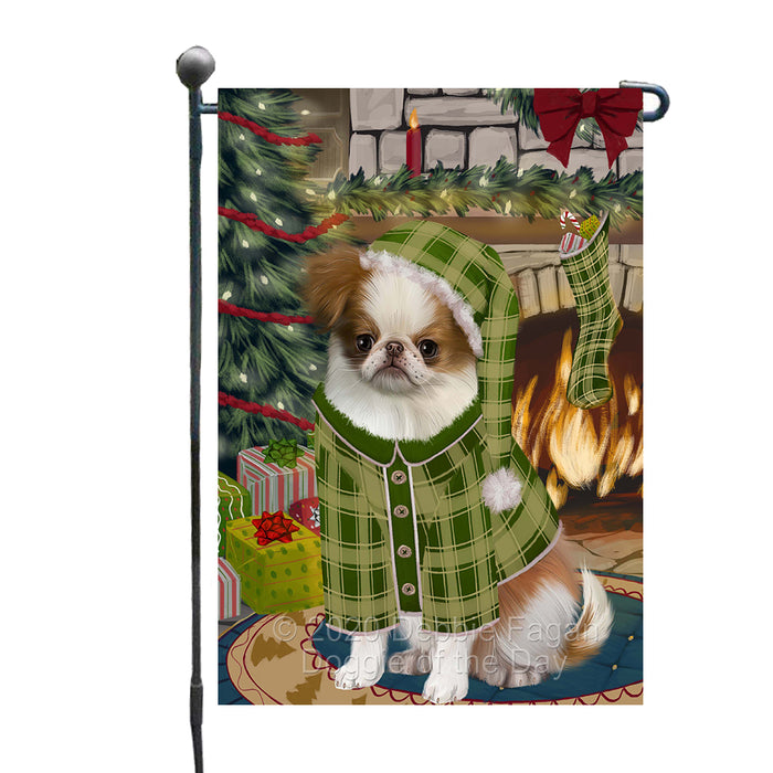 The Christmas Stocking was Hung Japanese Chin Dog Garden Flags Outdoor Decor for Homes and Gardens Double Sided Garden Yard Spring Decorative Vertical Home Flags Garden Porch Lawn Flag for Decorations GFLG68453
