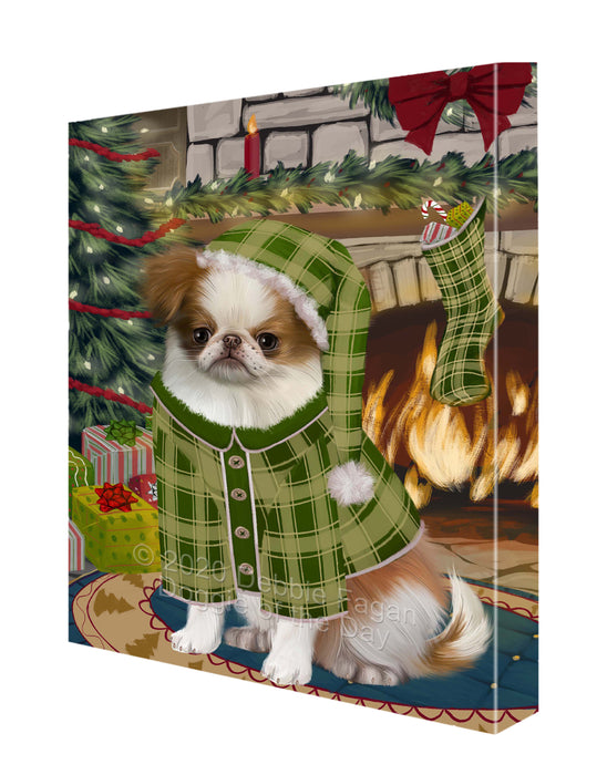 The Christmas Stocking was Hung Japanese Chin Dog Canvas Wall Art - Premium Quality Ready to Hang Room Decor Wall Art Canvas - Unique Animal Printed Digital Painting for Decoration CVS628