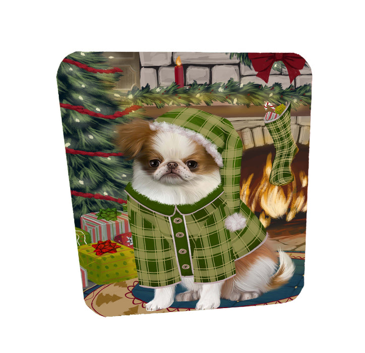 The Christmas Stocking was Hung Japanese Chin Dog Coasters Set of 4 CSTA58614