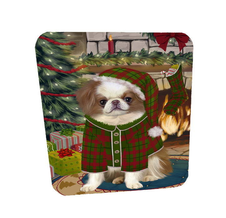 The Christmas Stocking was Hung Japanese Chin Dog Coasters Set of 4 CSTA58615