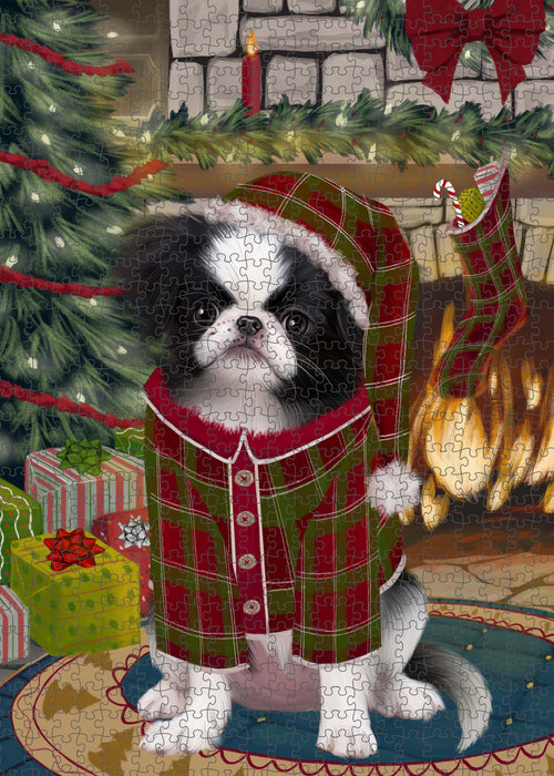 The Christmas Stocking was Hung Japanese Chin Dog Portrait Jigsaw Puzzle for Adults Animal Interlocking Puzzle Game Unique Gift for Dog Lover's with Metal Tin Box PZL925