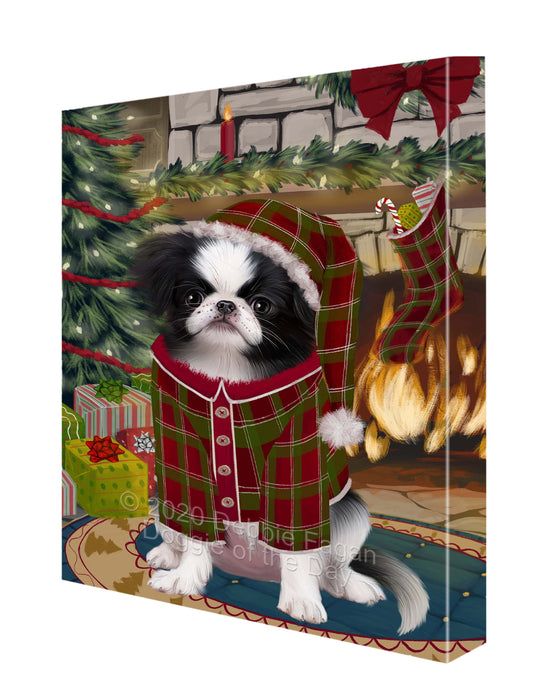 The Christmas Stocking was Hung Japanese Chin Dog Canvas Wall Art - Premium Quality Ready to Hang Room Decor Wall Art Canvas - Unique Animal Printed Digital Painting for Decoration CVS630