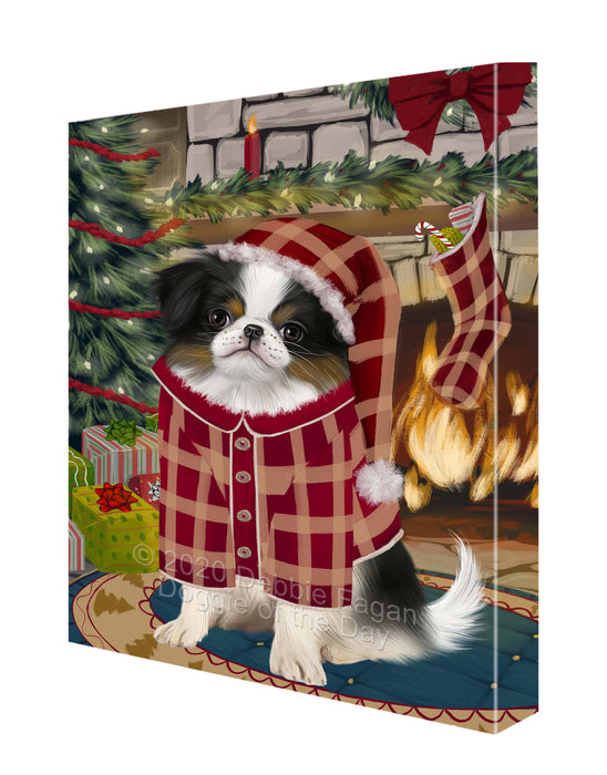 The Christmas Stocking was Hung Japanese Chin Dog Canvas Wall Art - Premium Quality Ready to Hang Room Decor Wall Art Canvas - Unique Animal Printed Digital Painting for Decoration CVS631