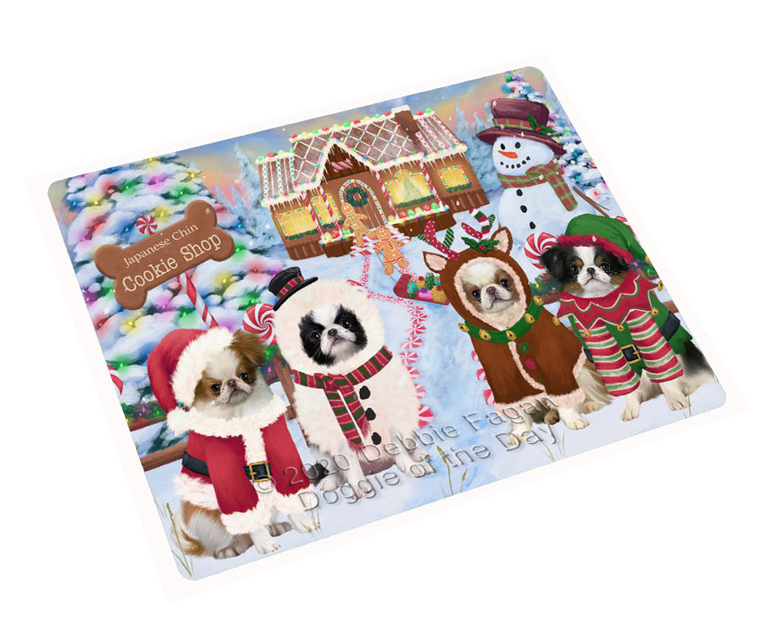 Christmas Gingerbread Cookie Shop Japanese Chin Dogs Cutting Board - For Kitchen - Scratch & Stain Resistant - Designed To Stay In Place - Easy To Clean By Hand - Perfect for Chopping Meats, Vegetables