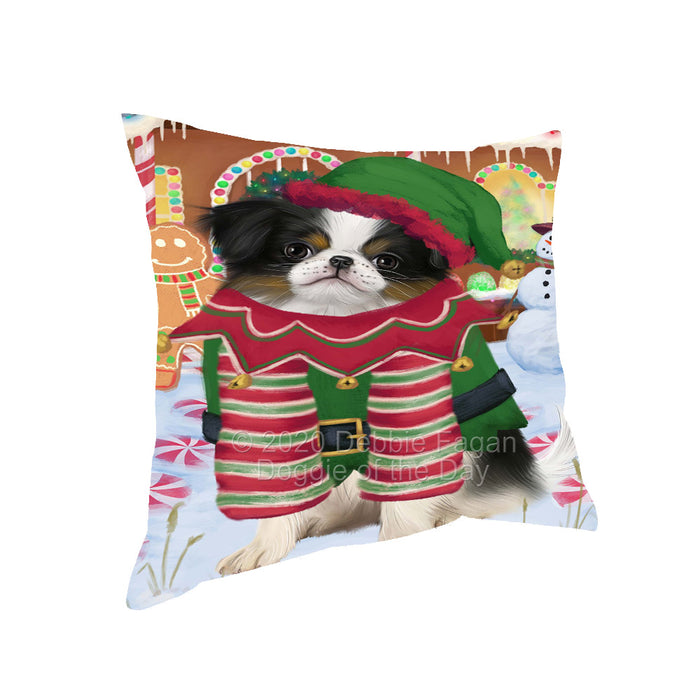 Christmas Gingerbread Elf Japanese Chin Dog Pillow with Top Quality High-Resolution Images - Ultra Soft Pet Pillows for Sleeping - Reversible & Comfort - Ideal Gift for Dog Lover - Cushion for Sofa Couch Bed - 100% Polyester
