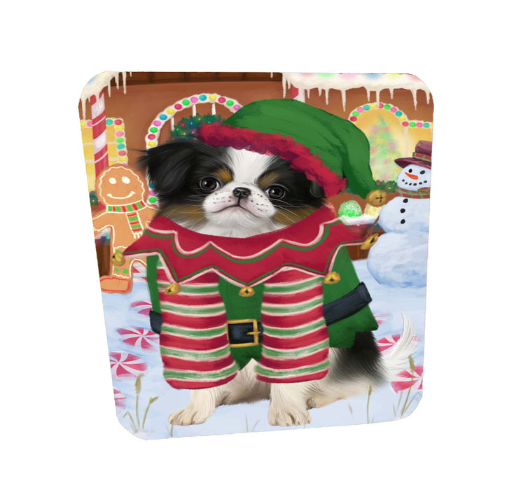 Christmas Gingerbread Elf Japanese Chin Dog Coasters Set of 4 CSTA58349