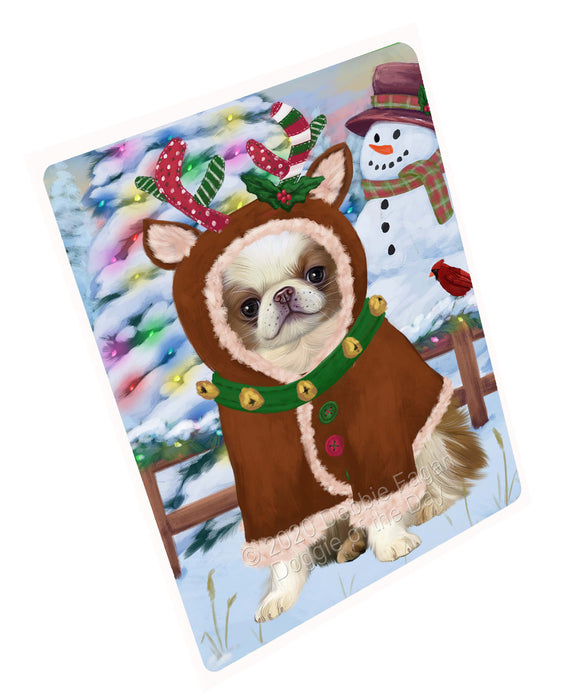 Christmas Gingerbread Reindeer Japanese Chin Dog Cutting Board - For Kitchen - Scratch & Stain Resistant - Designed To Stay In Place - Easy To Clean By Hand - Perfect for Chopping Meats, Vegetables