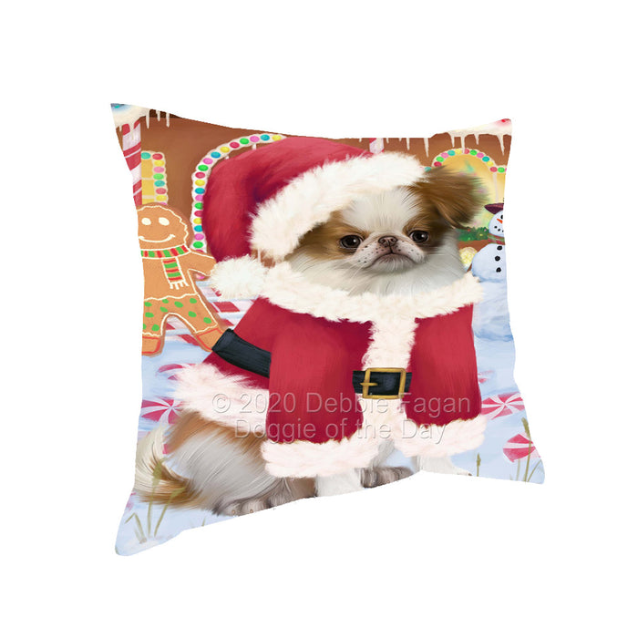 Christmas Gingerbread Candyfest Japanese Chin Dog Pillow with Top Quality High-Resolution Images - Ultra Soft Pet Pillows for Sleeping - Reversible & Comfort - Ideal Gift for Dog Lover - Cushion for Sofa Couch Bed - 100% Polyester