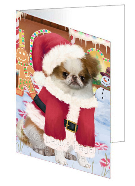 Christmas Gingerbread Candyfest Japanese Chin Dog Handmade Artwork Assorted Pets Greeting Cards and Note Cards with Envelopes for All Occasions and Holiday Seasons
