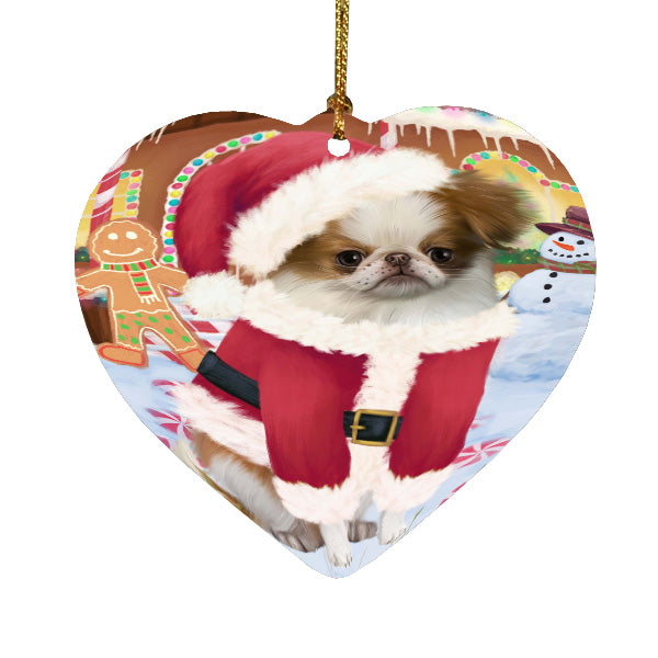 Christmas Gingerbread Candyfest Japanese Chin Dog Heart Christmas Ornament HPORA59094