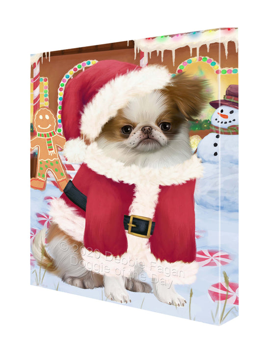Christmas Gingerbread Candyfest Japanese Chin Dog Canvas Wall Art - Premium Quality Ready to Hang Room Decor Wall Art Canvas - Unique Animal Printed Digital Painting for Decoration