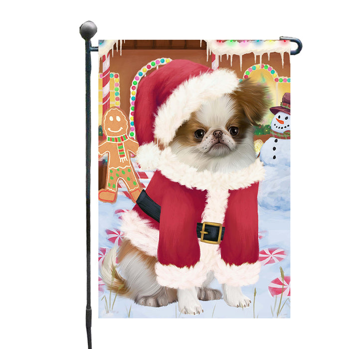 Christmas Gingerbread Candyfest Japanese Chin Dog Garden Flags Outdoor Decor for Homes and Gardens Double Sided Garden Yard Spring Decorative Vertical Home Flags Garden Porch Lawn Flag for Decorations