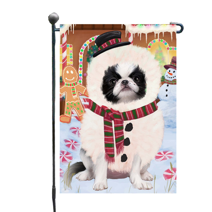 Christmas Gingerbread Snowman Japanese Chin Dog Garden Flags Outdoor Decor for Homes and Gardens Double Sided Garden Yard Spring Decorative Vertical Home Flags Garden Porch Lawn Flag for Decorations