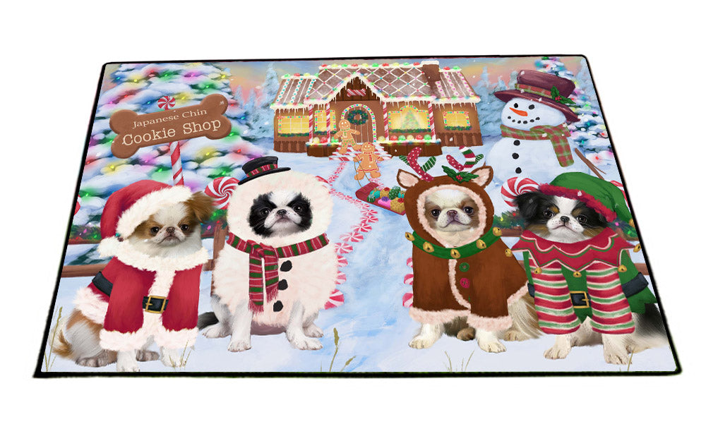 Holiday Gingerbread Cookie Shop Japanese Chin Dogs Floormat FLMS55579