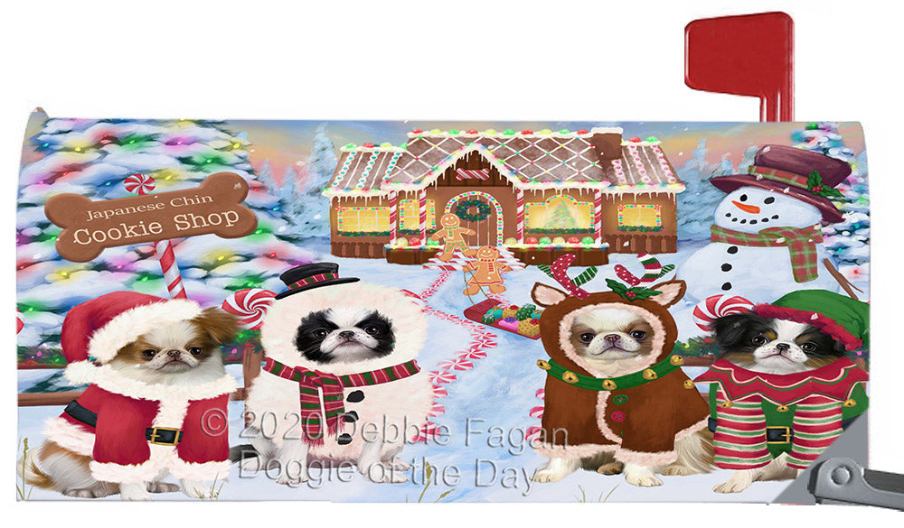 Christmas Gingerbread Cookie Shop Japanese Chin Dogs Magnetic Mailbox Cover Both Sides Pet Theme Printed Decorative Letter Box Wrap Case Postbox Thick Magnetic Vinyl Material
