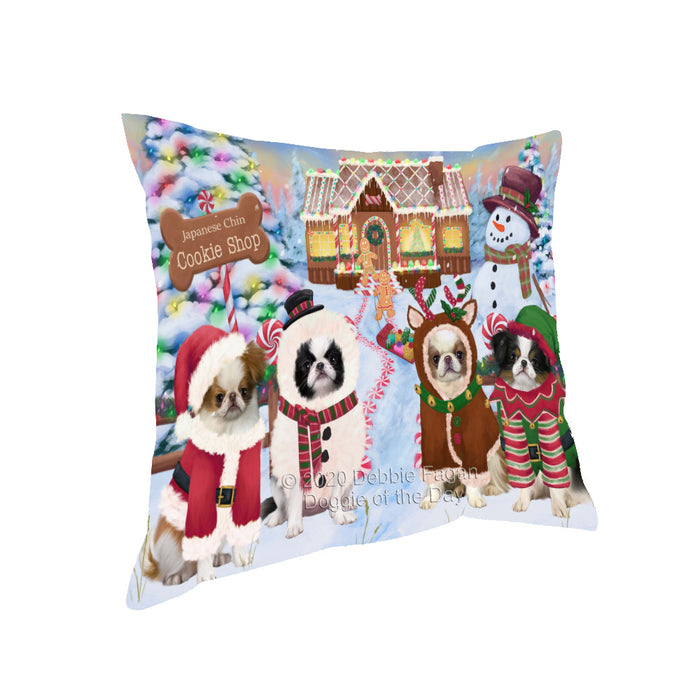 Christmas Gingerbread Cookie Shop Japanese Chin Dogs Pillow with Top Quality High-Resolution Images - Ultra Soft Pet Pillows for Sleeping - Reversible & Comfort - Ideal Gift for Dog Lover - Cushion for Sofa Couch Bed - 100% Polyester