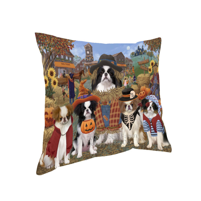 Halloween 'Round Town Japanese Chin Dogs Pillow with Top Quality High-Resolution Images - Ultra Soft Pet Pillows for Sleeping - Reversible & Comfort - Ideal Gift for Dog Lover - Cushion for Sofa Couch Bed - 100% Polyester