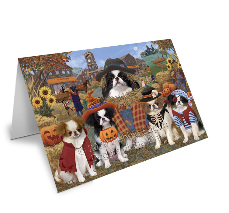 Halloween 'Round Town Japanese Chin Dogs Handmade Artwork Assorted Pets Greeting Cards and Note Cards with Envelopes for All Occasions and Holiday Seasons