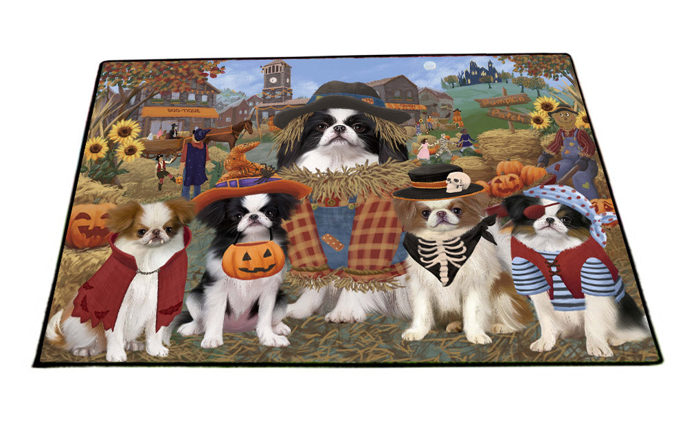 Halloween 'Round Town Japanese Chin Dogs Floormat FLMS55627