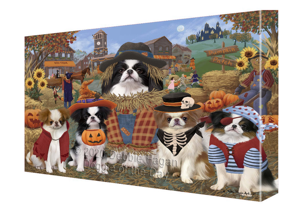 Halloween 'Round Town Japanese Chin Dogs Canvas Wall Art - Premium Quality Ready to Hang Room Decor Wall Art Canvas - Unique Animal Printed Digital Painting for Decoration