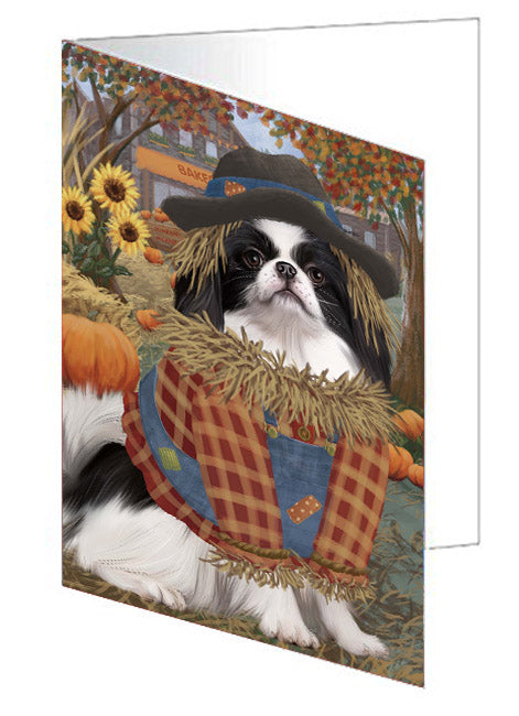 Halloween 'Round Town Japanese Chin Dog Handmade Artwork Assorted Pets Greeting Cards and Note Cards with Envelopes for All Occasions and Holiday Seasons