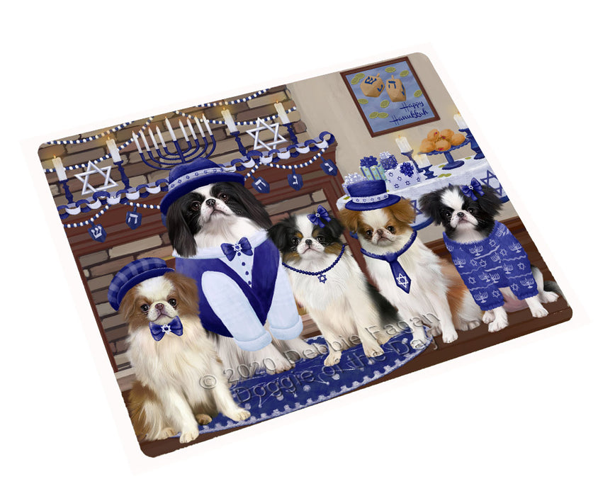Happy Hanukkah Family Japanese Chin Dogs Cutting Board - For Kitchen - Scratch & Stain Resistant - Designed To Stay In Place - Easy To Clean By Hand - Perfect for Chopping Meats, Vegetables