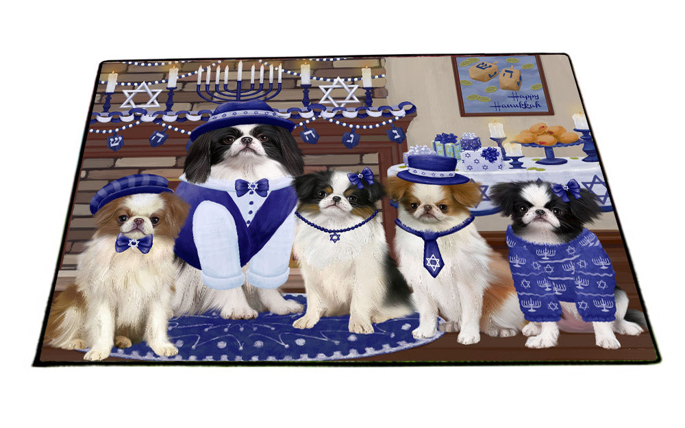 Happy Hanukkah Family Japanese Chin Dogs Floormat FLMS55555