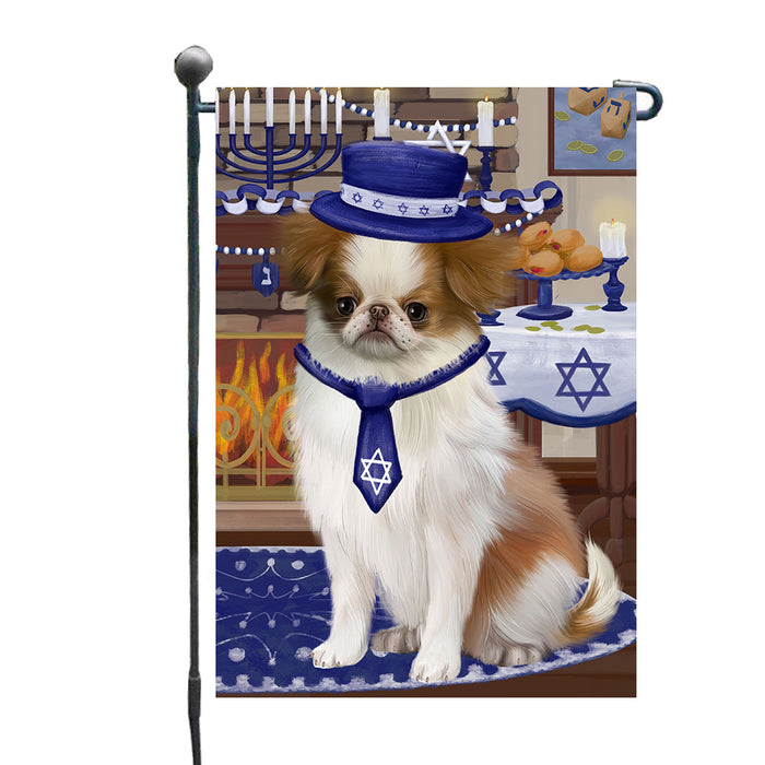 Happy Hanukkah Japanese Chin Dog Garden Flags Outdoor Decor for Homes and Gardens Double Sided Garden Yard Spring Decorative Vertical Home Flags Garden Porch Lawn Flag for Decorations