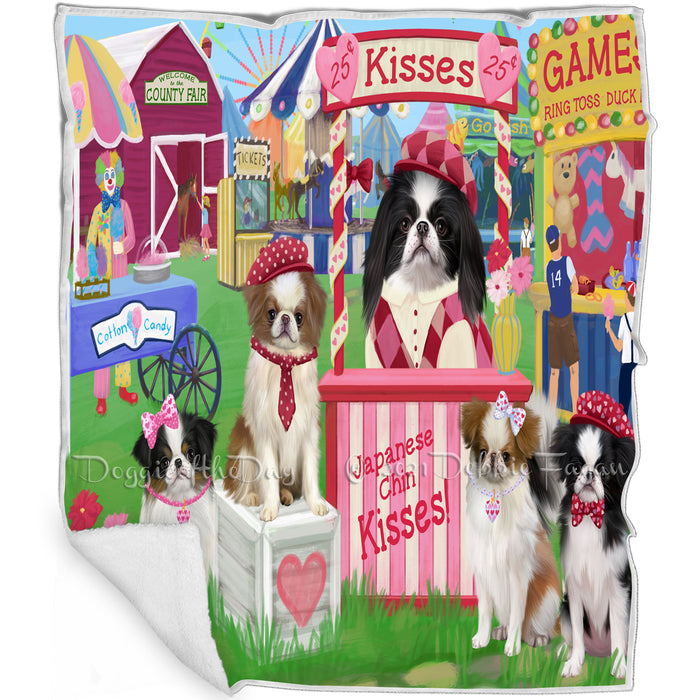 Carnival Kissing Booth Japanese Chin Dogs Blanket BLNKT142594