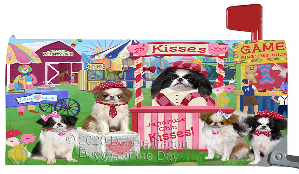 Carnival Kissing Booth Japanese Chin Dogs Magnetic Mailbox Cover Both Sides Pet Theme Printed Decorative Letter Box Wrap Case Postbox Thick Magnetic Vinyl Material
