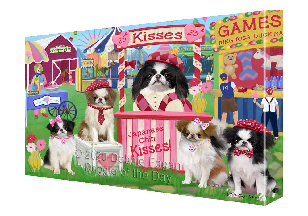 Carnival Kissing Booth Japanese Chin Dogs Canvas Wall Art - Premium Quality Ready to Hang Room Decor Wall Art Canvas - Unique Animal Printed Digital Painting for Decoration