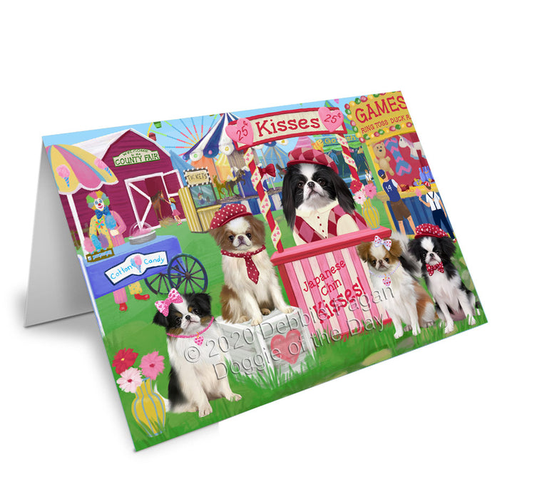 Carnival Kissing Booth Japanese Chin Dogs Handmade Artwork Assorted Pets Greeting Cards and Note Cards with Envelopes for All Occasions and Holiday Seasons