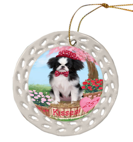Rosie 25 Cent Kisses Japanese Chin Dog Doily Ornament DPOR58686