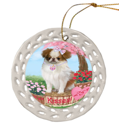 Rosie 25 Cent Kisses Japanese Chin Dog Doily Ornament DPOR58684