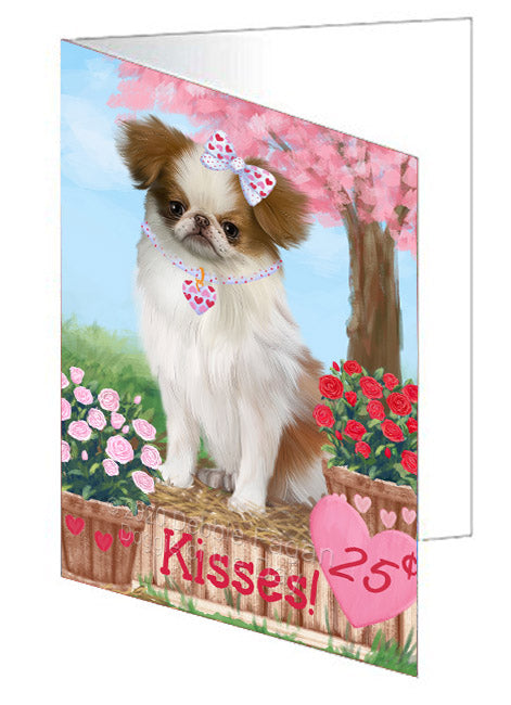 Rosie 25 Cent Kisses Japanese Chin Dog Handmade Artwork Assorted Pets Greeting Cards and Note Cards with Envelopes for All Occasions and Holiday Seasons