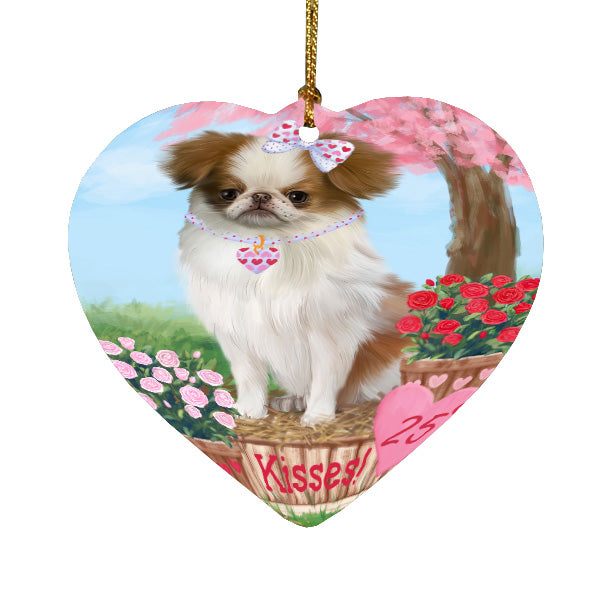 Rosie 25 Cent Kisses Japanese Chin Dog Heart Christmas Ornament HPORA59033