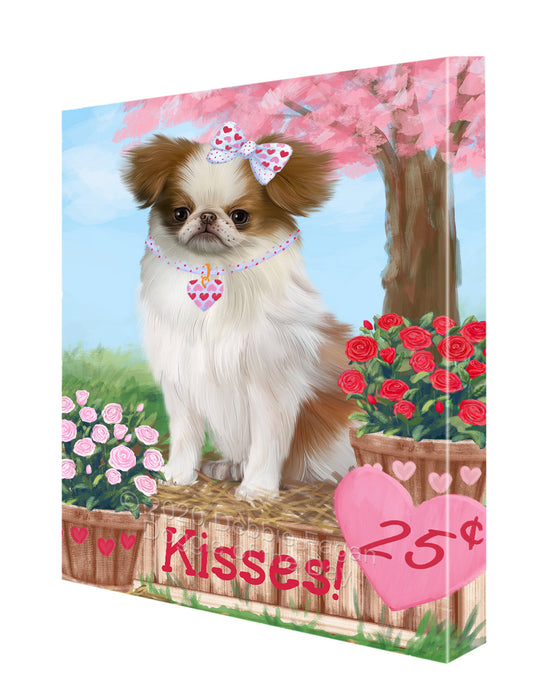 Rosie 25 Cent Kisses Japanese Chin Dog Canvas Wall Art - Premium Quality Ready to Hang Room Decor Wall Art Canvas - Unique Animal Printed Digital Painting for Decoration CVS294