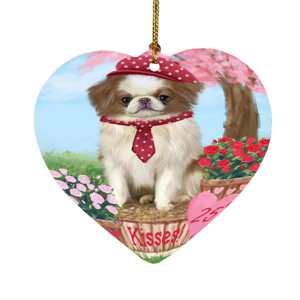 Rosie 25 Cent Kisses Japanese Chin Dog Heart Christmas Ornament HPORA59034