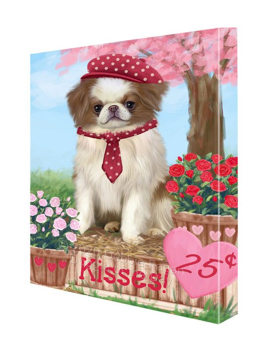 Rosie 25 Cent Kisses Japanese Chin Dog Canvas Wall Art - Premium Quality Ready to Hang Room Decor Wall Art Canvas - Unique Animal Printed Digital Painting for Decoration CVS295