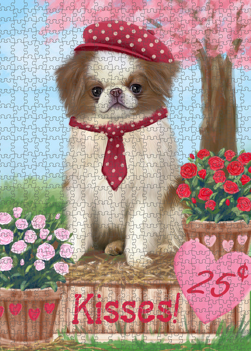 Rosie 25 Cent Kisses Japanese Chin Dog Portrait Jigsaw Puzzle for Adults Animal Interlocking Puzzle Game Unique Gift for Dog Lover's with Metal Tin Box PZL590