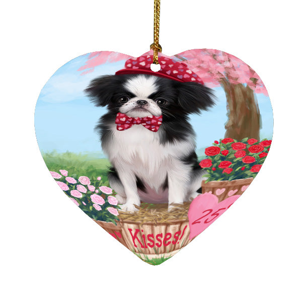 Rosie 25 Cent Kisses Japanese Chin Dog Heart Christmas Ornament HPORA59035