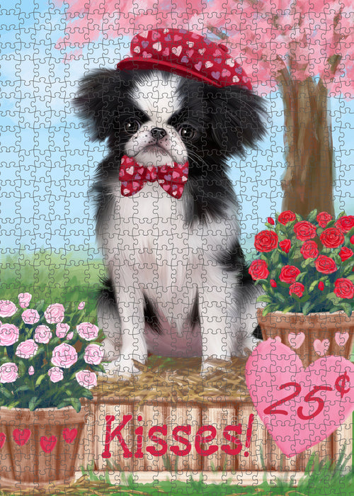 Rosie 25 Cent Kisses Japanese Chin Dog Portrait Jigsaw Puzzle for Adults Animal Interlocking Puzzle Game Unique Gift for Dog Lover's with Metal Tin Box PZL591