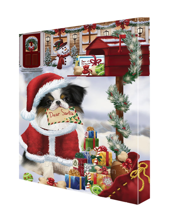 Christmas Dear Santa Mailbox Japanese Chin Dog Canvas Wall Art - Premium Quality Ready to Hang Room Decor Wall Art Canvas - Unique Animal Printed Digital Painting for Decoration CVS273