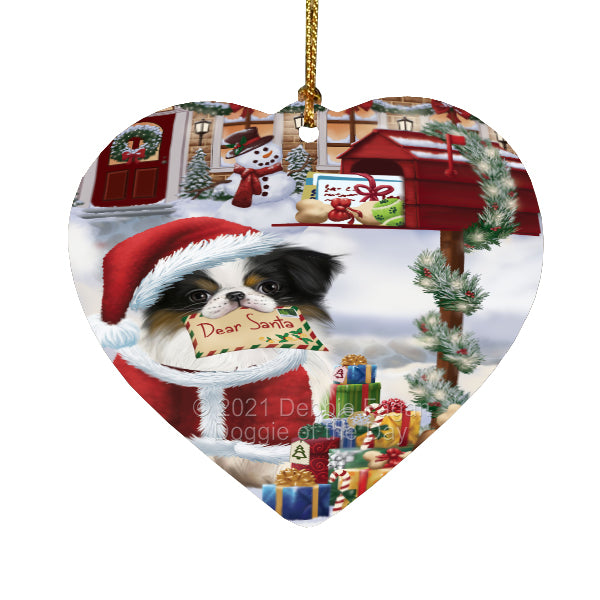 Christmas Dear Santa Mailbox Japanese Chin Dog Heart Christmas Ornament HPORA59004