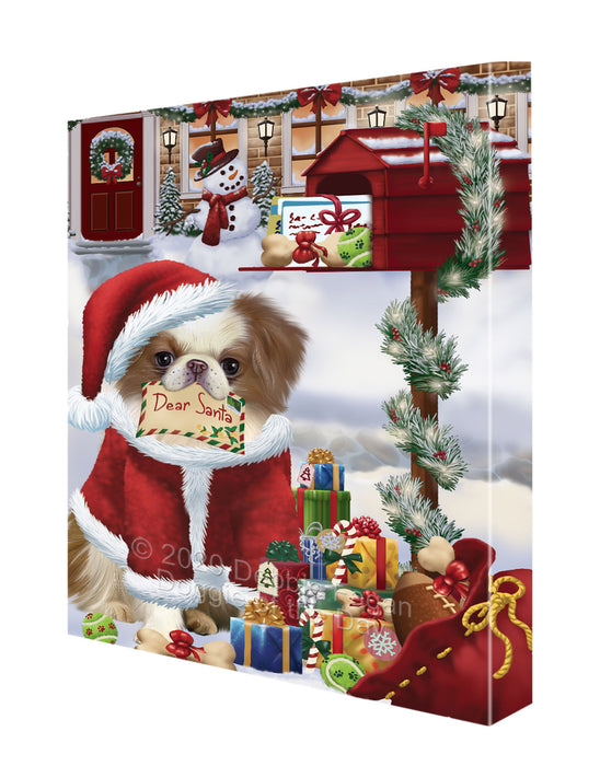 Christmas Dear Santa Mailbox Japanese Chin Dog Canvas Wall Art - Premium Quality Ready to Hang Room Decor Wall Art Canvas - Unique Animal Printed Digital Painting for Decoration CVS274