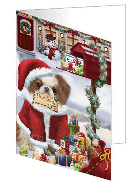Christmas Dear Santa Mailbox Japanese Chin Dog Handmade Artwork Assorted Pets Greeting Cards and Note Cards with Envelopes for All Occasions and Holiday Seasons