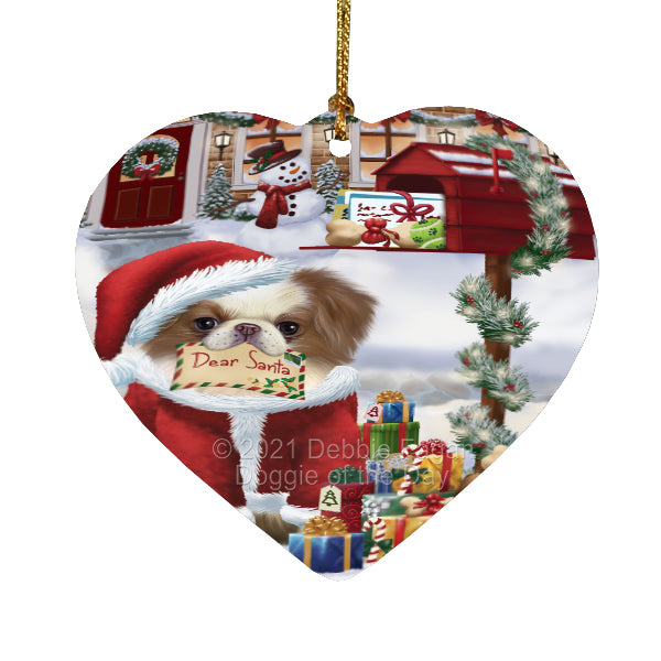 Christmas Dear Santa Mailbox Japanese Chin Dog Heart Christmas Ornament HPORA59005